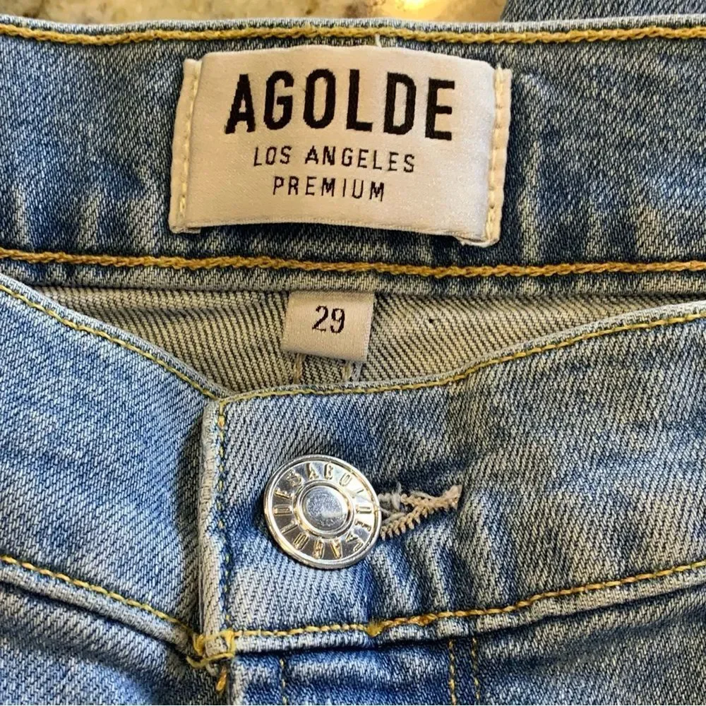 AGOLDE Isabel Slim Boyfriend jeans in a blue distressed wash Size 29